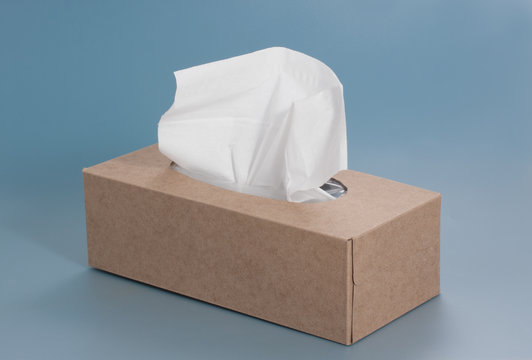 Tissue Box  On Blue Background