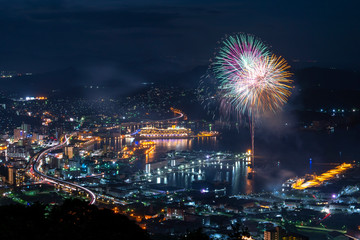 [長崎県]佐世保市夜景と花火