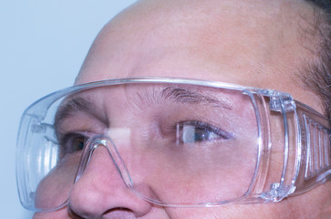 Protective plastic glasses.