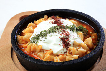 turkish ravioli stew gourmet traditional food white background