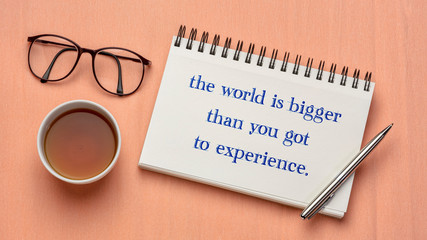 the world is bigger than you got to experience