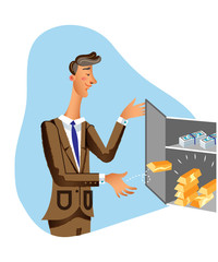 Rich businessman flat vector illustration