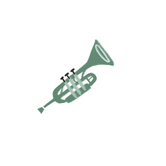 Hand drawn minimalistic style trumpet illustration