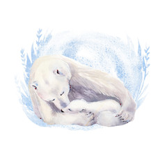 watercolor illustration with polar bears.