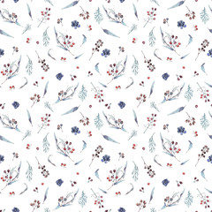 Watercolor winter seamless pattern.