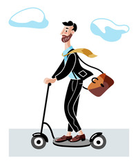 Businessman on scooter flat vector illustration © backup_studio
