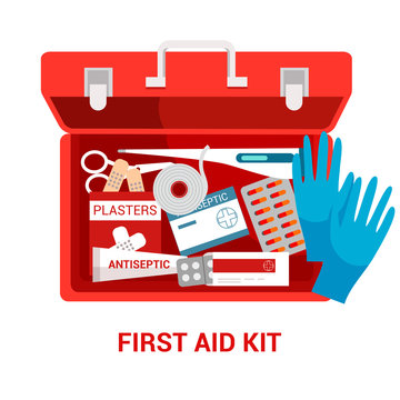First aid kit flat vector illustration