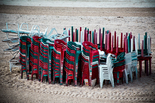 Plastic Chairs Put Away