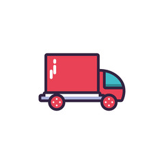 cargo transport truck on white background