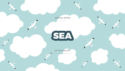 Vector flat style sea world design template