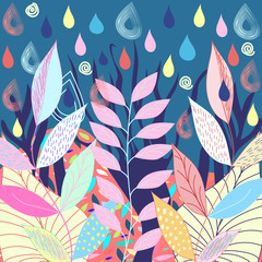 Stylized flowers and trees. Background with nature. Abstract elegance pattern with floral background.
