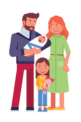 Happy family flat vector illustration