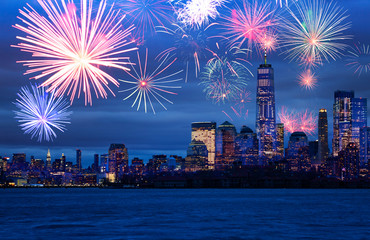 Fireworks celebration over Hudson in New York