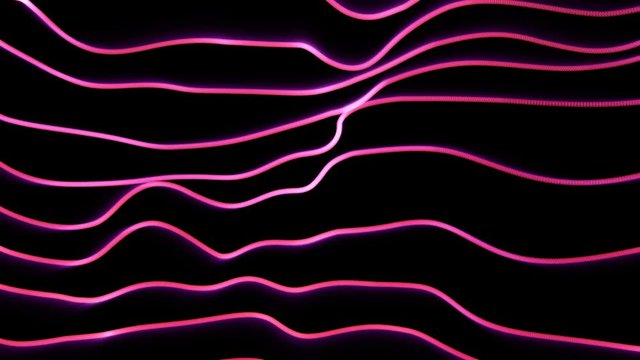 4k Motion graphic. Dynamic pink wavy horizontal lines animated background. Futuristic neon waves. 