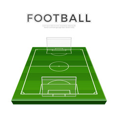 Vector football playground. 3d Green soccer field