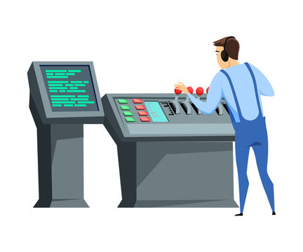 Machine operator flat vector illustration