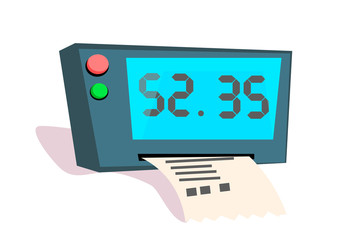Taximeter with receipt flat vector illustration