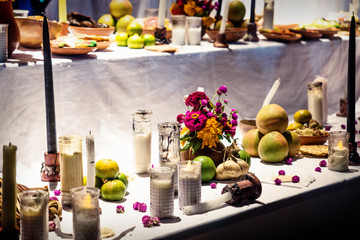 Altar for day of the dead, tradition for dia de los muertos in Mexico