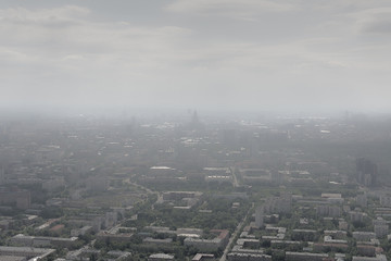 smog fog and smoke in the city, air pollution and environment concept, environmental problems