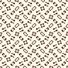 Repeated creative puzzle mosaic. Geometric seamless pattern design. Pixel art surface texture. Contemporary camouflage