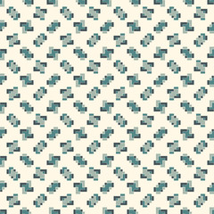 Repeated creative puzzle mosaic. Geometric seamless pattern design. Pixel art surface texture. Contemporary camouflage