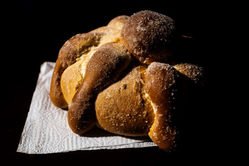 Pan de Muerto, traditional Mexican bread of the dead for Halloween
