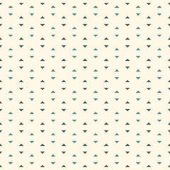 Repeated mini triangles on white background. Simple abstract wallpaper. Seamless pattern design with geometric figures.