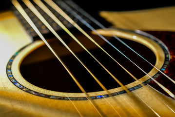 Acoustic Guitar with Abalone inlay - macro shot