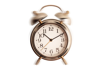 metal vintage alarm clock with bells isolated on white background