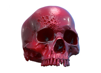 Human skull on Rich Colors a White Background. The concept of death, horror. A symbol of spooky Halloween. October 31, Сoven, holiday, Graphic resources. 3d rendering illustration.