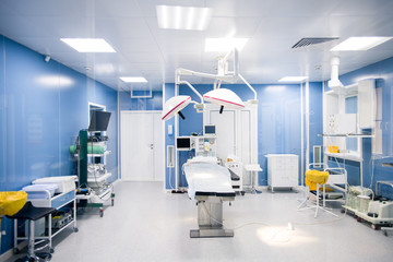 Interior of surgery room in modern clinics with all necessary equipment