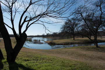 Fall in the park by the pond