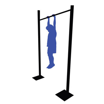 boy hanging body silhouette vector