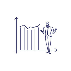 silhouette of man with statistic bars in white background
