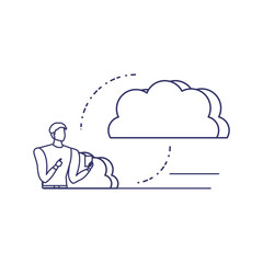 silhouette of man sharing cloud information
