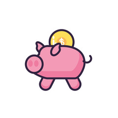 money savings and pig on white background