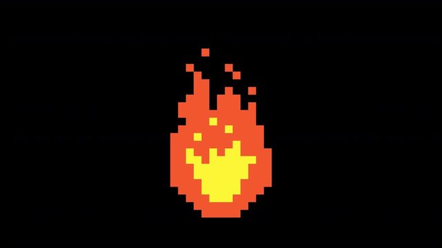 Pixel fire animation. Pixel art. Retro game style. Looped animation with alpha channel. 4K resolution.