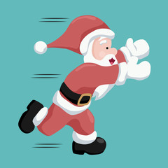 Santa Claus Christmas card running happy