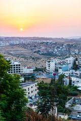 Obraz premium View of Bethlehem. at sunset from the top, Palestine