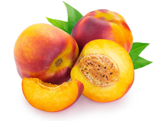 Fresh peach on white background