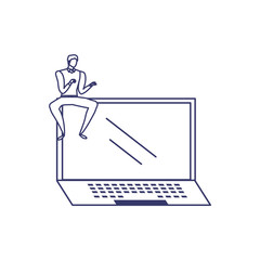 silhouette of man with laptop in white background