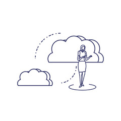 silhouette of woman sharing cloud information