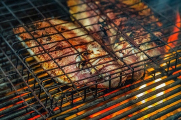 grill steamed flames sizzling Food Background