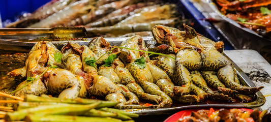 Cooking french frog Food background