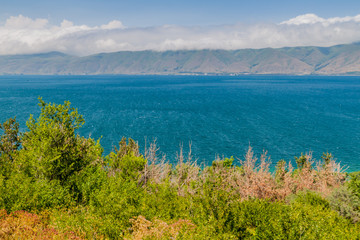 Mountains and lake Sevan in Armenia
