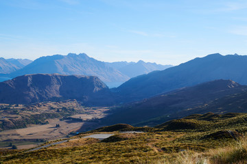 Queenstown New Zealand, mountains and rolling hills