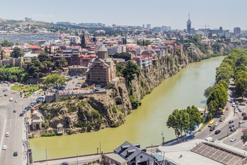 Aerial view of Mtkvari River in the Old town of Tbilisi, Georgia © Matyas Rehak