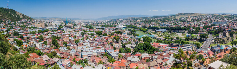 Fototapeta na wymiar Panorama of the Old town of Tbilisi, Georgia