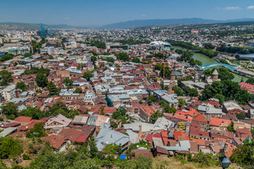 Fototapeta na wymiar Aerial view of the Old town of Tbilisi, Georgia