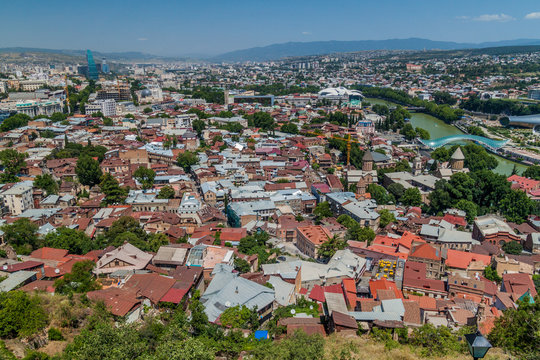 Aerial view of the Old town of Tbilisi, Georgia
